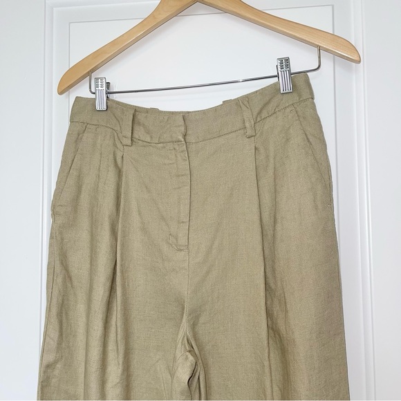 Oak and Fort 100% Linen Straight Leg Pants, beige, size 6 - Picture 3 of 15